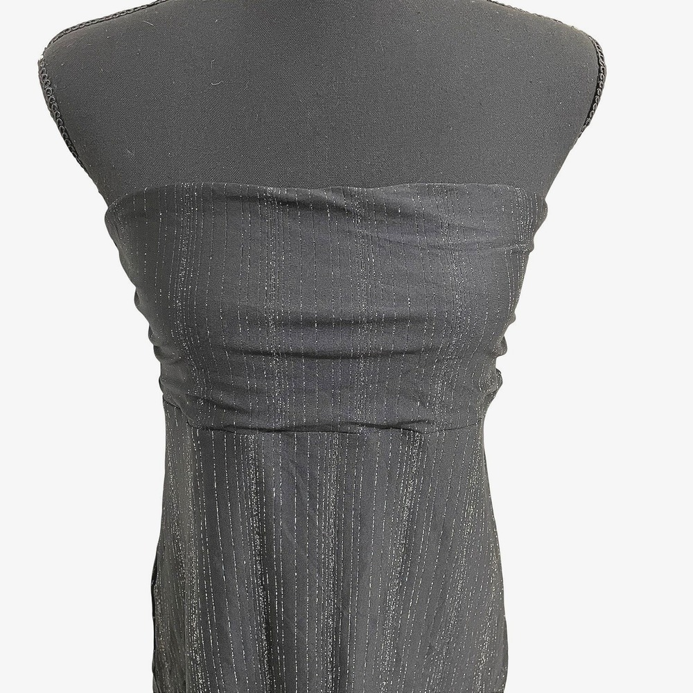 Vintage NWT EXPRESS Tube Top Strapless Black Silver Sparkly Large Y2K Club Party - Picture 4 of 12